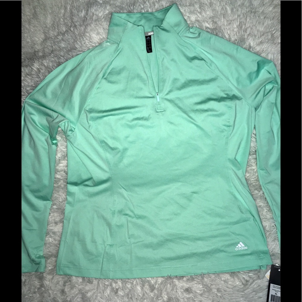 Adidas light mint women’s 1/4 ZIP shirt size XL